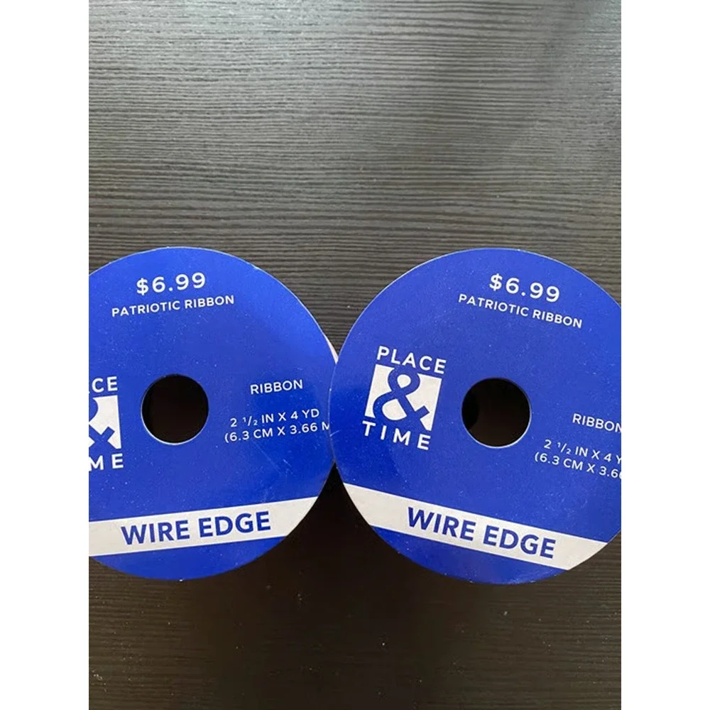 Two Spools Place & Time Patriotic Ribbon Tan, Red & Blue for 4th of July Decor